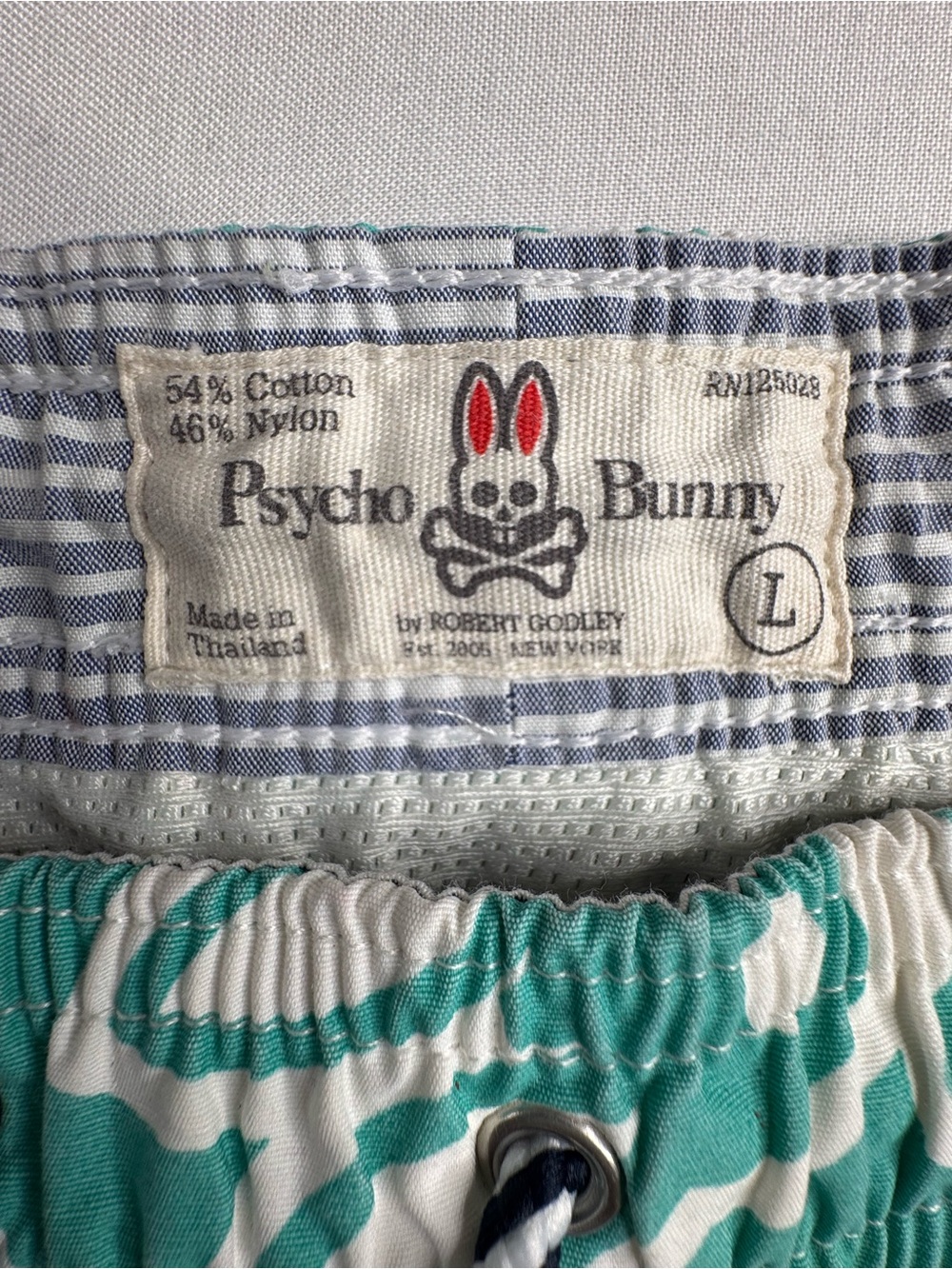 Psycho Bunny Teal and White Graphic Swim Shorts - Picture 2 of 8